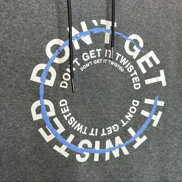 H&M Gray ‘Don’t get it twisted’ Shawl Neck Hoodie Mens Medium Sweatshirt Casual - Picture 5 of 8